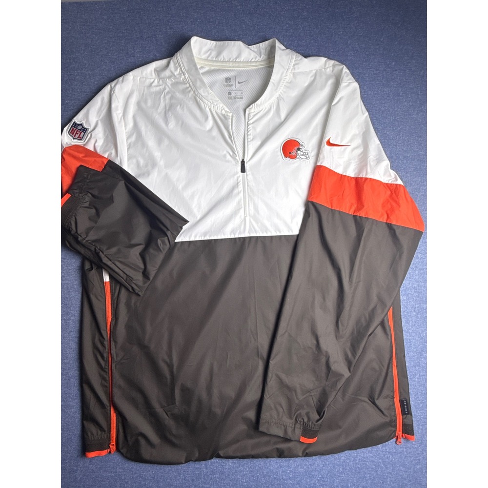 Nike NFL Cleveland Browns Mens XL Quarter Zip Windbreaker Jacket On-Field White
